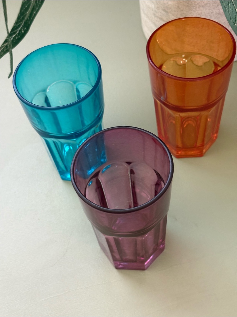 Colorful Drinking Glass Set - Blue, Orange, Purple